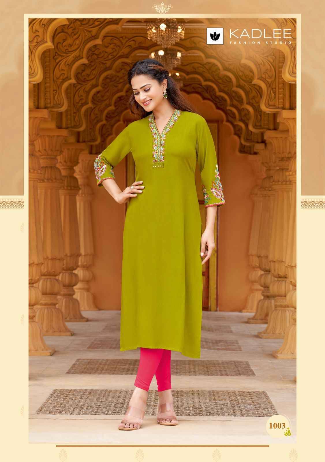 Ladlee Vol 2 By KADLEE 1001 to 1006 Series Designer Casuals Wear Collection Rayon Kurtis With Tread & Hand work At Wholesale Price